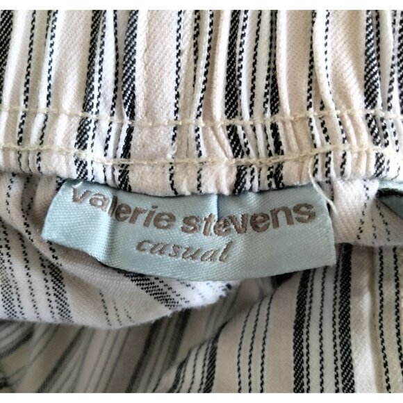 Valerie Stevens Womens Pants Size Large Striped Drawstring Front & Elastic Waist - Picture 6 of 8